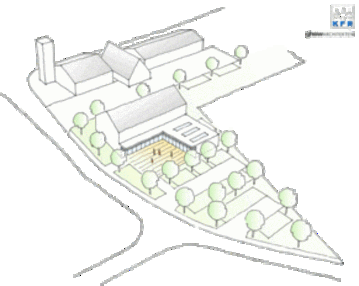Skizze Rathaus mit Bürgersaal am Schwedenweg 11 (2021) 